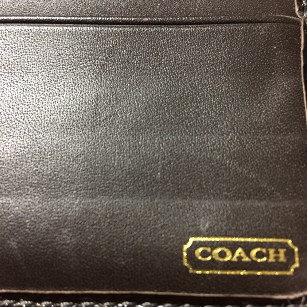 Coach Wallet Monogram Fabric Leather Jacquard Brown Zip Button Women's 12 Slots - Picture 9 of 12